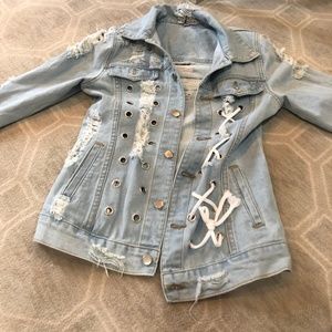 Denim Distressed Oversized Jean Jacket